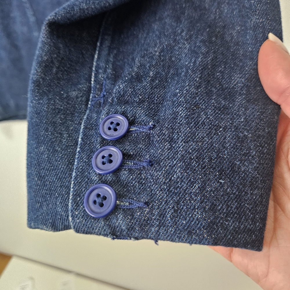 SOLD VTG 80s Ralph Lauren Blue Label Double Breasted Denim Blazer Jacket M - Picture 11 of 15